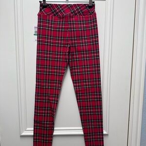 NWT Vineyard Vines Leggings Girls Large Red Plaid Tartan Leggings